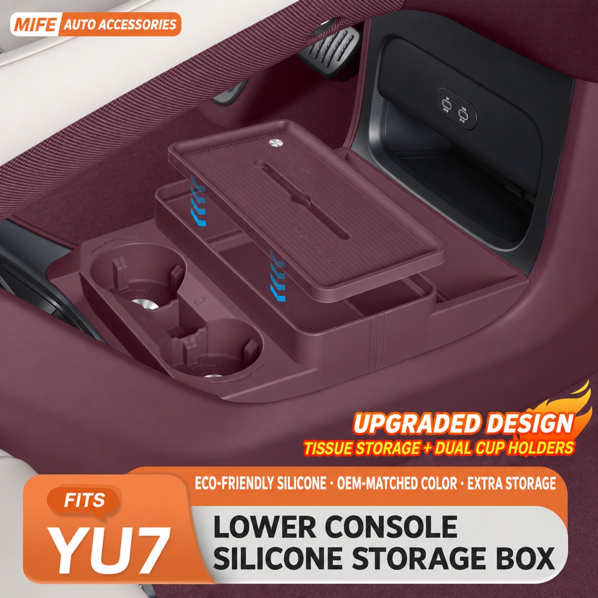 Xiaomi YU7 Lower Console Storage and Tissue Box